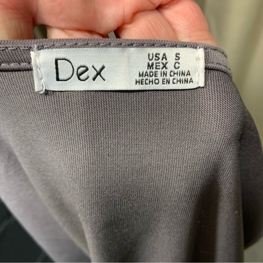 Dex Gray Hi Rise Jumpsuit Modal Blend Sz S Sleeveless Wrap V Neck Belted Romper - Picture 10 of 14